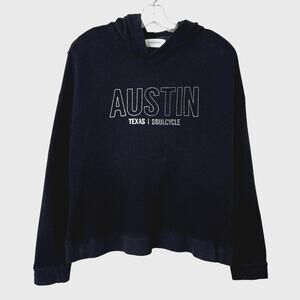 SOULCYCLE Austin Texas Logo Graphic Open Back Hoodie Sweatshirt Black Small
